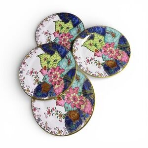 Set of 4 Metropolitan Museum of Art Tobacco Leaf Decorative Metal Plates Gold